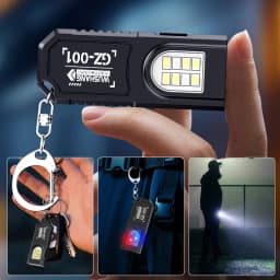 Outdoor Multifunctional Red and Blue Warning Flashlight Cap Clip Light Portable Keychain Light with Back Clip Tail Magnetic Flas