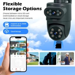 KERUI 5K 10MP HD Wifi PTZ IP Camera Outdoor Dual Lens Dual Screen AI Auto Tracking CCTV Audio Video Surveillance TUYA SMART