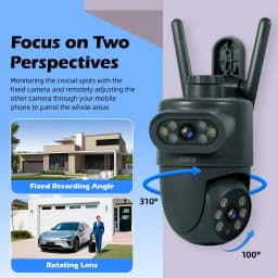 KERUI 5K 10MP HD Wifi PTZ IP Camera Outdoor Dual Lens Dual Screen AI Auto Tracking CCTV Audio Video Surveillance TUYA SMART