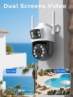 4K 8MP Wireless Security WIFI Camera Dual Lens Outdoor External Wifi PTZ Cameras Auto Tracking Street Surveillance IP Cam Yoosee