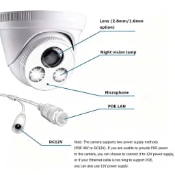 Ultra Wide Angle PoE Security IP Camera 4K 8MP 5MP 4MP 2.8MM/1.6MM Option Dome Surveillance Camera Audio Compatible Onvif NVR
