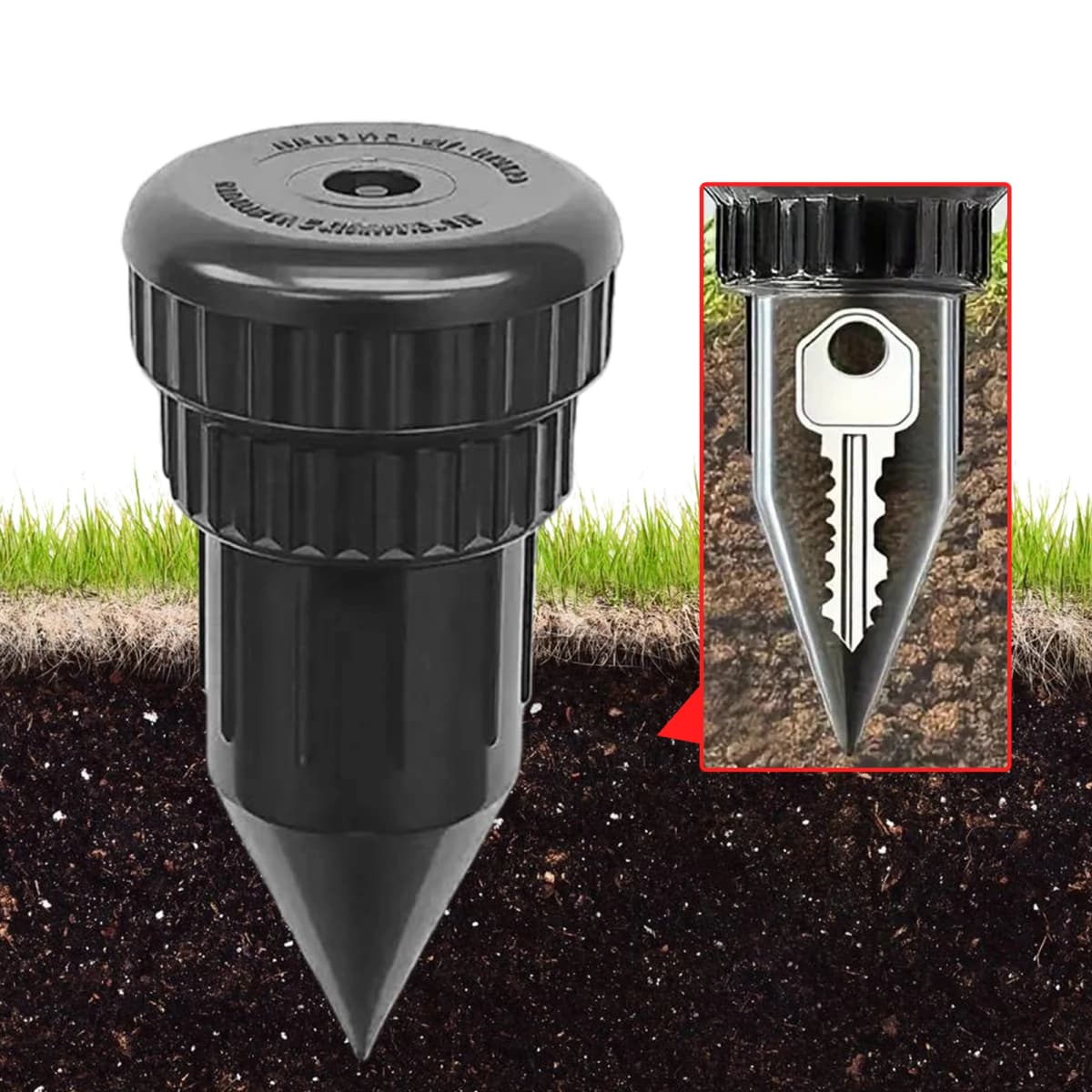 Sprinkler Key Hider Waterproof Head Hidden Holder Realistic Sprinkler Key Box Secure Storage Case for Outdoor Garden Yard Ground