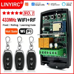 Universal Works With Tuya 433MHz Garage Gate Remote Control Receiver 433.92MHz Fixed Rolling Code Wifi Smart Switch Module Relay