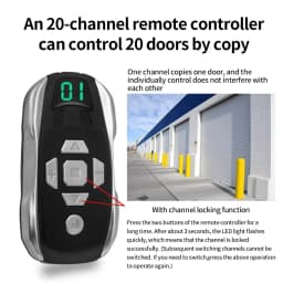 Rechargeable 20 Channel Universal Garage Door Remote Control Gate Rolling Shutter Door Duplicator Key Multi-Frequency 300-915Mhz