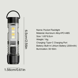 Outdoor Strong Light LED Flashlight mini Portable Keychain Light USB Charging Magnetic Suction Super Bright Emergency Warning Li
