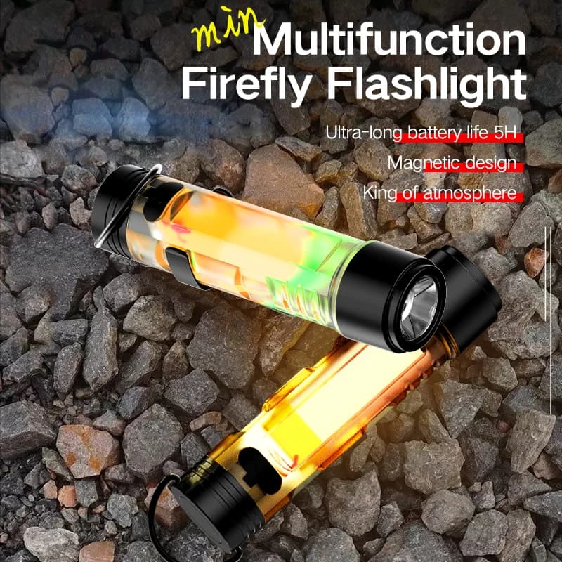 Outdoor Strong Light LED Flashlight mini Portable Keychain Light USB Charging Magnetic Suction Super Bright Emergency Warning Li
