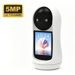 2K Home Baby Monitor with 2.8' IPS Screen PTZ WiFi Indoor 5MP Security Cam with Human Tracking Two-Way Audio Video Call ICsee