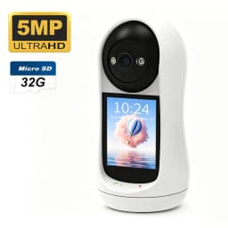 2K Home Baby Monitor with 2.8' IPS Screen PTZ WiFi Indoor 5MP Security Cam with Human Tracking Two-Way Audio Video Call ICsee