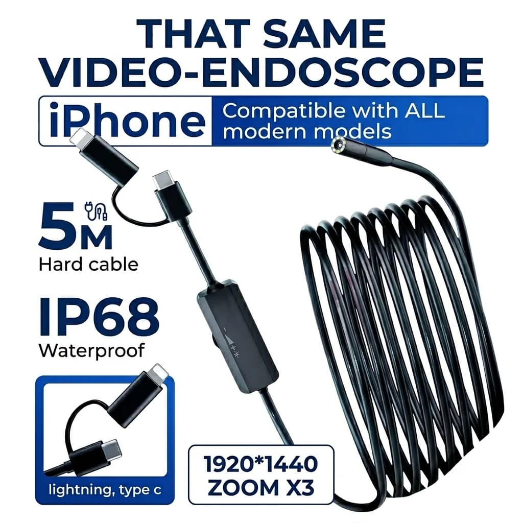 3MP Industrial Endoscope Camera Single/Dual Lens Mini Inspection Camera for Iphone Waterproof Pipeline Borescope Type C