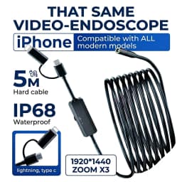 3MP Industrial Endoscope Camera Single/Dual Lens Mini Inspection Camera for Iphone Waterproof Pipeline Borescope Type C