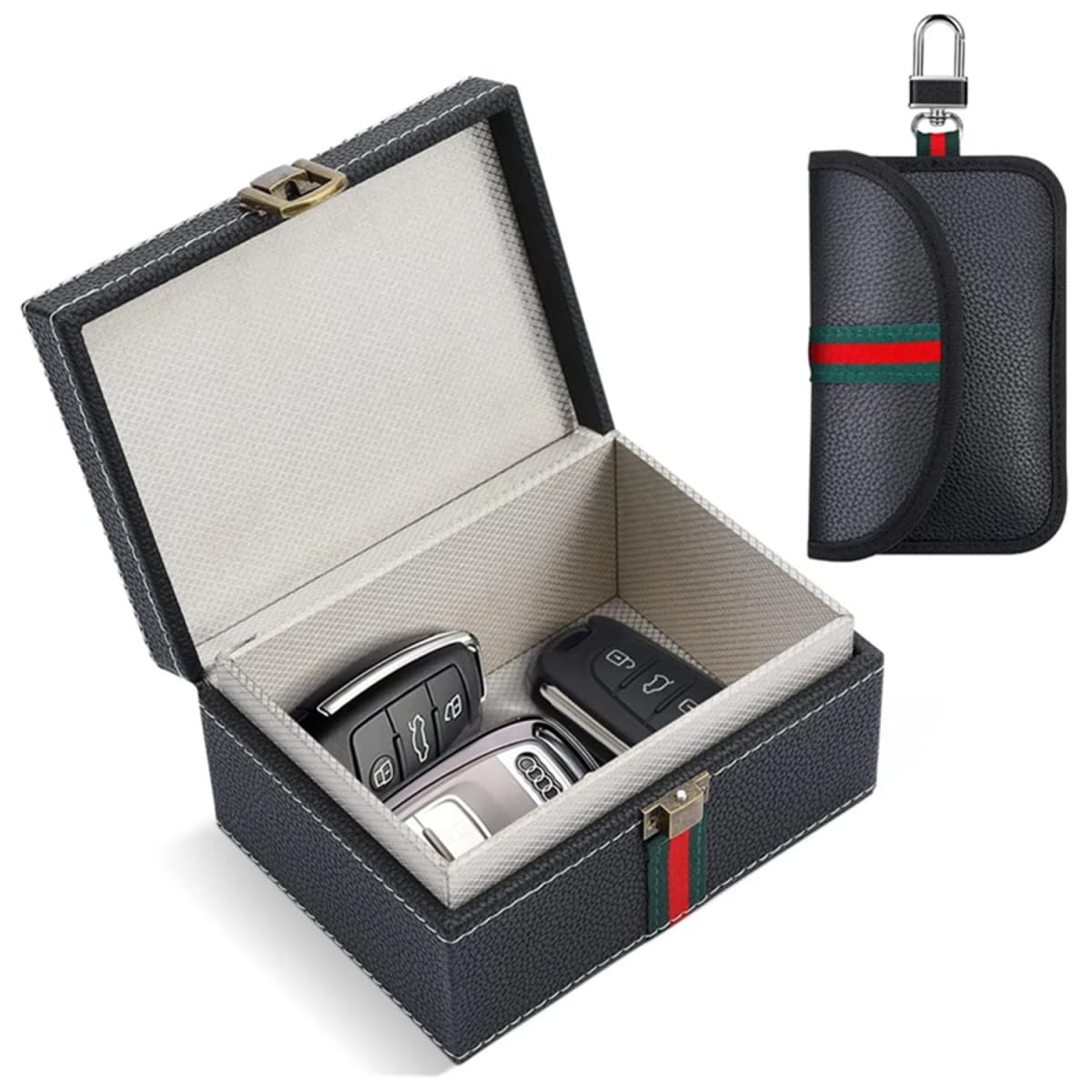 Faraday Box with Faraday Bags for Car Keys Car Key Signal Blocking Box Keyless Entry Car Key Safe Protector Anti-Theft Shielding