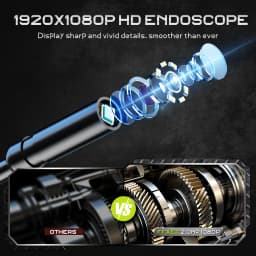 4.3inch Handheld Endoscope 1920P Borescope Camera with Light 16.4ft Semi-Rigid Snake Cable for Automotive,Sewer, HVAC,Wall IP67