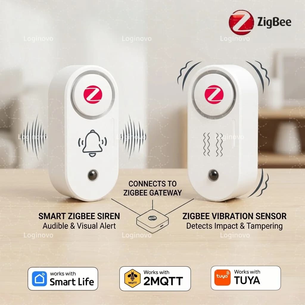 Zigbee Siren Alarm Optional Vibration Detection Sound Strobe Light Smart Home Security Alert For Tuya Smart Life & Zigbee2MQTT