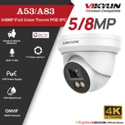 VIKYLIN 5/8MP HD IP Security Camera Poe 4K Full Color Audio Fixed Camera Human Vehicle Detection Support SD Storage ONVIF IP67