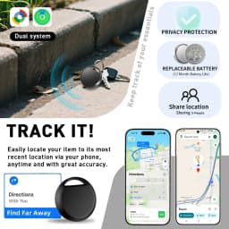 Bluetooth Smart Tag Dual OS Compatible with Apple Find My & Google Find Hub Anti-Lost Item Finder for Keys Wallet Luggage Pets