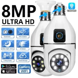 8MP E27 Bulb Surveillance Camera Wifi Camera Dual Lens Security Wireless Baby Monitor Two-way Automatic Human Tracking Monitor