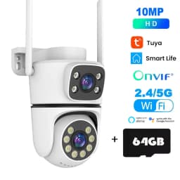 Tuya 4K WiFi Surveillance Camera 5G Wifi Outdoor 5K Dual Lens PTZ IP Cameras Auto Tracking ONVIF Security CCTV Camera with Alexa