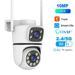 Tuya 4K WiFi Surveillance Camera 5G Wifi Outdoor 5K Dual Lens PTZ IP Cameras Auto Tracking ONVIF Security CCTV Camera with Alexa