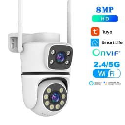 Tuya 4K WiFi Surveillance Camera 5G Wifi Outdoor 5K Dual Lens PTZ IP Cameras Auto Tracking ONVIF Security CCTV Camera with Alexa