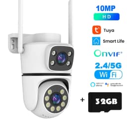 Tuya 4K WiFi Surveillance Camera 5G Wifi Outdoor 5K Dual Lens PTZ IP Cameras Auto Tracking ONVIF Security CCTV Camera with Alexa