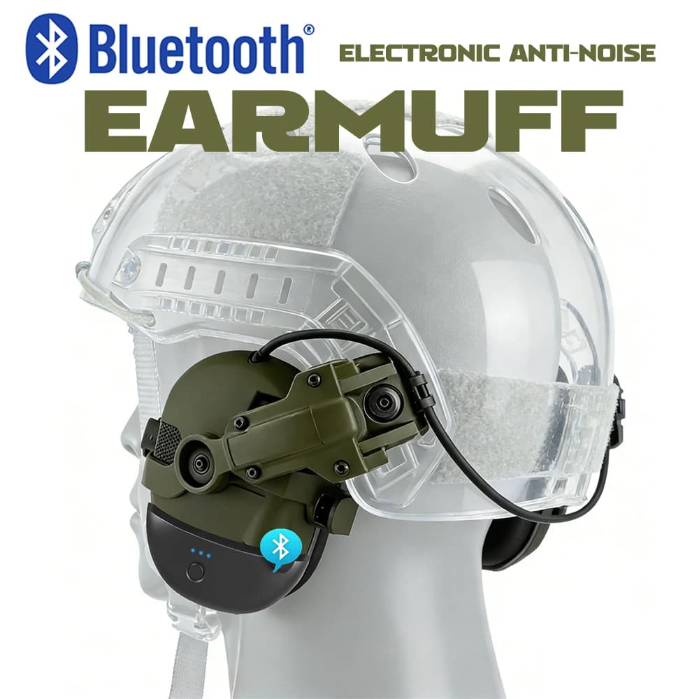 Tactical Electronic Anti-noise Shooting Headset with Bluetooth Adapter (Optional), Hearing Protection Hunting Earmuffs