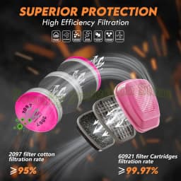 6800 Full Face Respirator Gas Mask Reusable Respirator Mask with Filters 60921 2097 Anti-fog Paint Spray Dust Chemicals