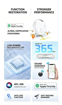 Air Tags GPS Tag Child Anti-Loss Tracker Pet tracker key GPS Small Transmitter Ultra-Light and Ultra-Mini Compati iOS Waterproof