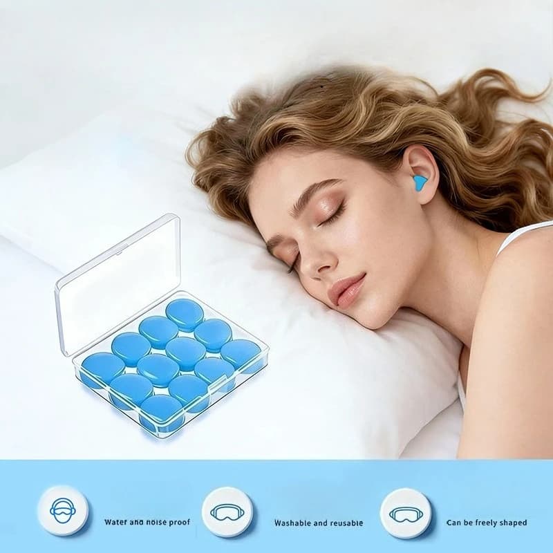 12Pcs Silicone Sleep Earplugs for Noise Reduction and Ear Protection Reusable Earplugs That Can Be Molded Suitable for Swimming