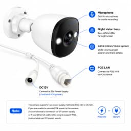 4K POE Security Camera Ultra-Wide-Angle 1.6MM/2.8MM ONVIF IP66 Outdoor CCTV Camera Dual Light Night Vision 4MP 5MP Built-in Mic