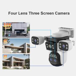 LS VISION 20MP Three Screens WiFi Security Camera Outdoor 10X Optical Zoom Four Lens Human Auto Tracking Waterproof CCTV Cameras
