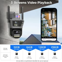 Hiseeu Three Lens PTZ IP Camera Outdoor 8MP HD Three Screen WiFi Security Auto Tracking Dual Len Wireless CCTV Camera ICsee
