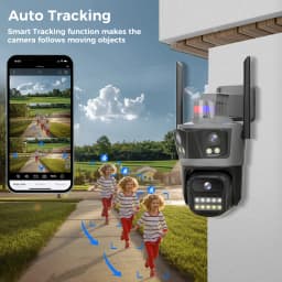 Hiseeu Three Lens PTZ IP Camera Outdoor 8MP HD Three Screen WiFi Security Auto Tracking Dual Len Wireless CCTV Camera ICsee