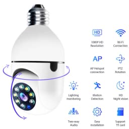 1080P Bulb Surveillance Camera 360° WiFi Anti-theft Outdoor Indoor Security Monitor Night Vision Audio Security IP Cam