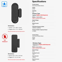 Zigbee 3.0 Door Window Sensor Waterproof & Non-Waterproof Options Magnetic Contact Smart Home Security Alarm Alexa Yandex 2MQTT
