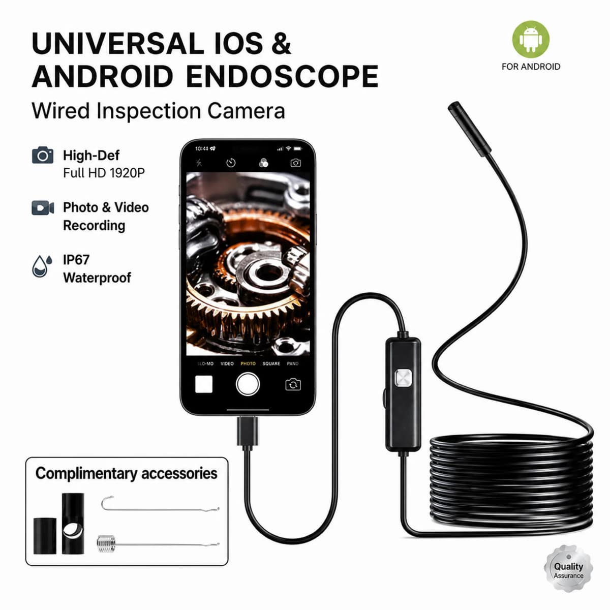 720P HD 8mm Type-C USB Endoscope Camera, IP67 Waterproof Snake Borescope Inspection Scope for Android OTG Phone PC, Car Sewer