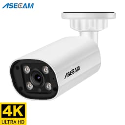 ASECAM 8MP POE IP Camera 4K 15fps Outdoor Hunman Detection CCTV 4MP Audio Onvif Dual Light Video Surveillance Security