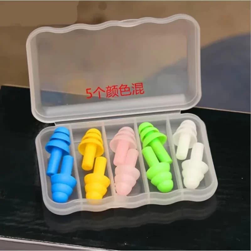 Soft Silicone Earplugs for Children and Adults Waterproof Swimming Earplugs Anti-Noise Ear Clips, Swimmers Diving 5Pairs per Box
