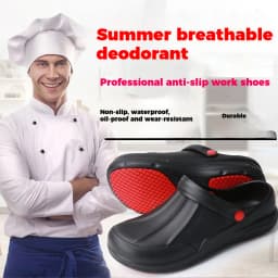 Chef's Shoes Are Non-Slip, Waterproof, Oil-Proof, Soft-Soled, Lightweight, Wear-Resistant Work Shoes, Kitchen Shoes, Hotel Kitchen Toe-Toe Slippers for Men
