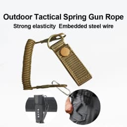 Elastic Tactical Lanyard Rope, Anti-Lost, Military, Spring, Safety Gun Strap, Keychain, Chain, Flashlight, Hunting Accessories