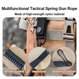 Elastic Tactical Lanyard Rope, Anti-Lost, Military, Spring, Safety Gun Strap, Keychain, Chain, Flashlight, Hunting Accessories