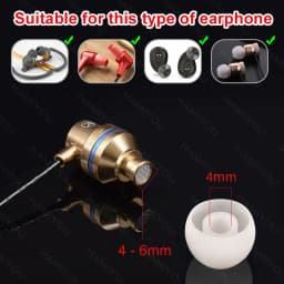 HUAK 4 Pairs Silicone Replacement Ear Plugs Soft Earbuds Cap in Ear Headphone Eartip L M S XS Noise Reduction