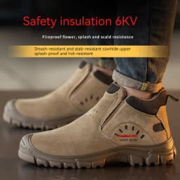 Mens Steel Toe Safety Shoes Breathable Soft Non Slip Work Boots Protective Comfortable Footwear for Men Insulation 6KV Shoes