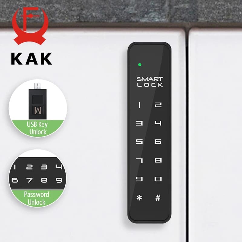 KAK Password Lock Drawer Lock Anti-theft Mini Code Locker Wardrobe Gym Cabinet Electric Smart Door Lock File Cabinet Hardware