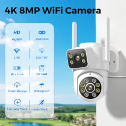 BESDER 12MP 6K PTZ Wifi Camera with Dual Lens Dual Screens AI Human Detection Wireless Outdoor CCTV Security IP Camera ICSEE AP
