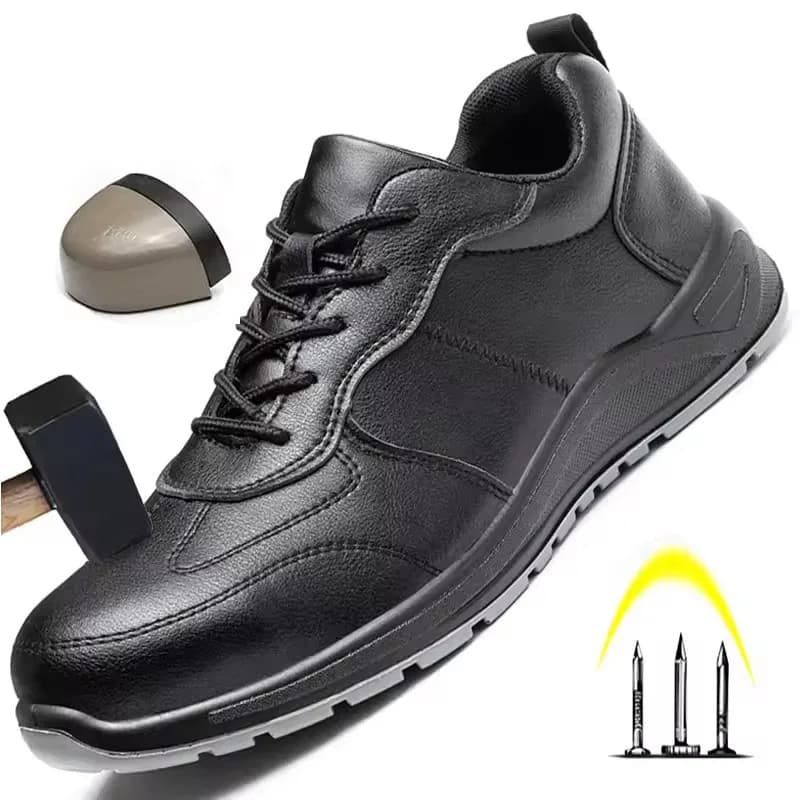 Black Safety Shoes Men Steel Toe Shoes Work Shoes Sneakers Male Anti-puncture Indestructible Security Boots Waterproof
