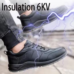 Black Safety Shoes Men Steel Toe Shoes Work Shoes Sneakers Male Anti-puncture Indestructible Security Boots Waterproof