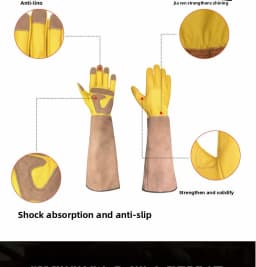 Long Garden Gloves for Gardening Work, Cowhide Material Durable, Thorn-Proof & Cut-Resistant | Not Suitable for Welding