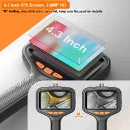 4.3'' Industrial Endoscope Camera 1080P HD 50m Rigid Cable Hand-held Waterproof Borescope Camera Split Design Check Car Sewer