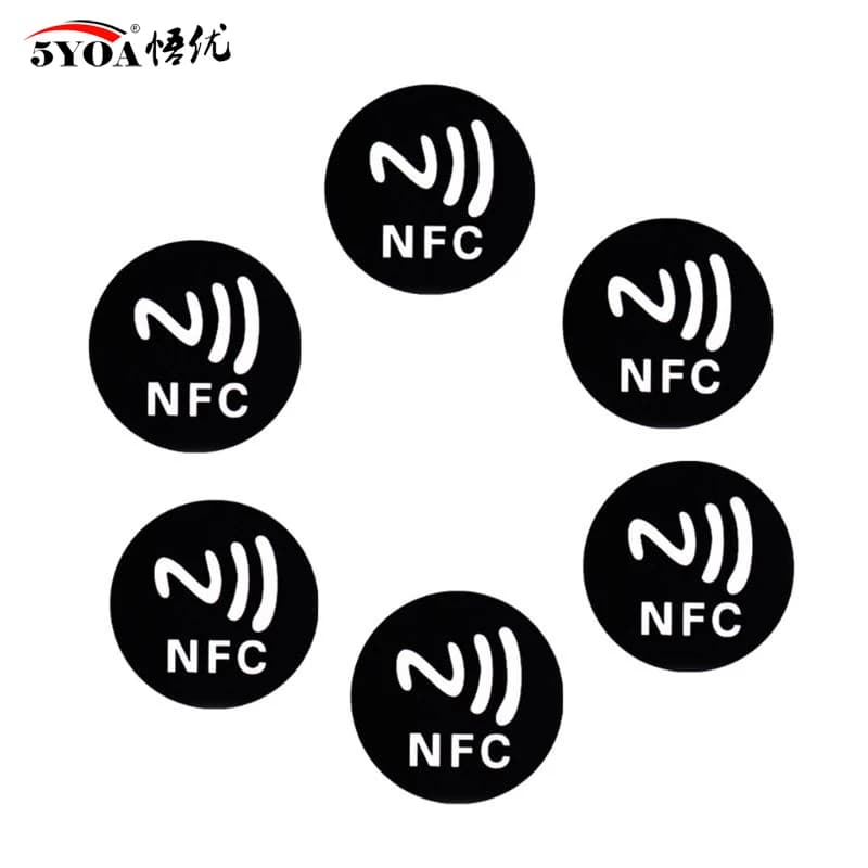5YOA 6pcs Black NFC RFID Stickers Ntag213 Ntag215 Ntag216 13.56MHz Universal Label Ultralight Token for Patrol Tagging