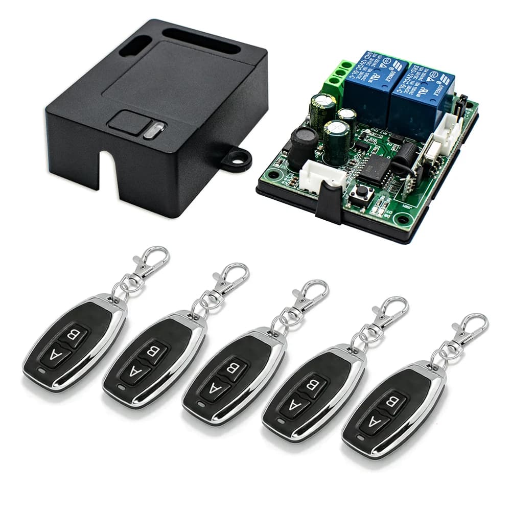 433MHz Universal Wireless Remote Control AC220V 2CH RF Relay Receiver and Transmitter for Universal Garage Door and Gate Control